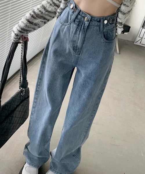 Beststore(ベストストア)の「デニムストレートパンツ ハイウエストジーンス 脚長ボトムス(デニムパンツ・レディース・ライトブルー/グレー/ブルー・S/M/L/XL)」の14枚目の写真