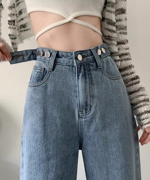 Beststore(ベストストア)の「デニムストレートパンツ ハイウエストジーンス 脚長ボトムス(デニムパンツ・レディース・ライトブルー/グレー/ブルー・S/M/L/XL)」の16枚目の写真