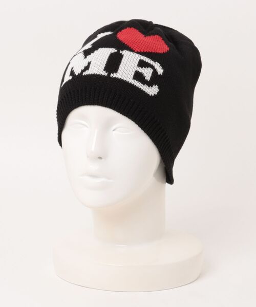 SPINNS（スピンズ）の「ニットキャップ/バケハ/ I LOVE ME（ニットキャップ/ビーニー・メンズ・ブラック/ホワイト・ONESIZE）」の2枚目の写真