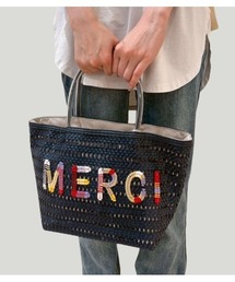 a-jolie（アジョリー）の「【a-jolie/アジョリー】メッセージロゴ刺繍カゴ編み風インバッグ付きトートバッグ（トートバッグ）」