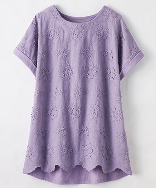 BELLUNA PLUS(ベルーナ)の「新色追加!モチーフレース使いデザインプルオーバー(Tシャツ/カットソー・レディース・ブラック/コーラル/セージグリーン/オフホワイト/ラベンダー/イエロー・MEDIUM/LARGE/X-LARGE)」の17枚目の写真