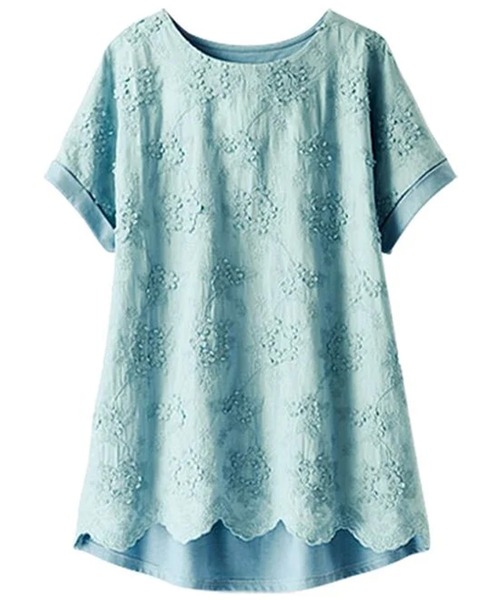 BELLUNA PLUS(ベルーナ)の「新色追加!モチーフレース使いデザインプルオーバー(Tシャツ/カットソー・レディース・ブラック/コーラル/セージグリーン/オフホワイト/ラベンダー/イエロー・MEDIUM/LARGE/X-LARGE)」の16枚目の写真
