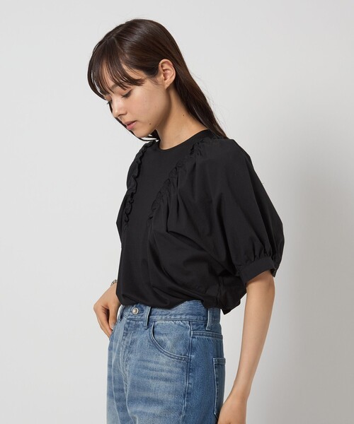 EMMEL REFINES(エメルリファインズ)の「<EMMEL REFINES>EM イソザイ ドッキング ギャザー プルオーバー(Tシャツ/カットソー・レディース・ホワイト/ブラック・FREE)」の3枚目の写真