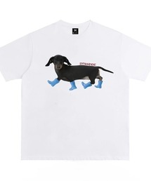2色 メンズ カジュアル クルーネックダックスフンド 半袖Tシャツ t-0294.jpg