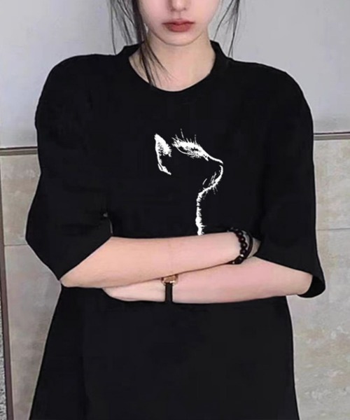 Miniministore(ミニミニストア)の「ビッグtシャツ レディース 半袖トップス(Tシャツ/カットソー・レディース・アイボリー/ブラック/ワインレッド・L/M)」の9枚目の写真