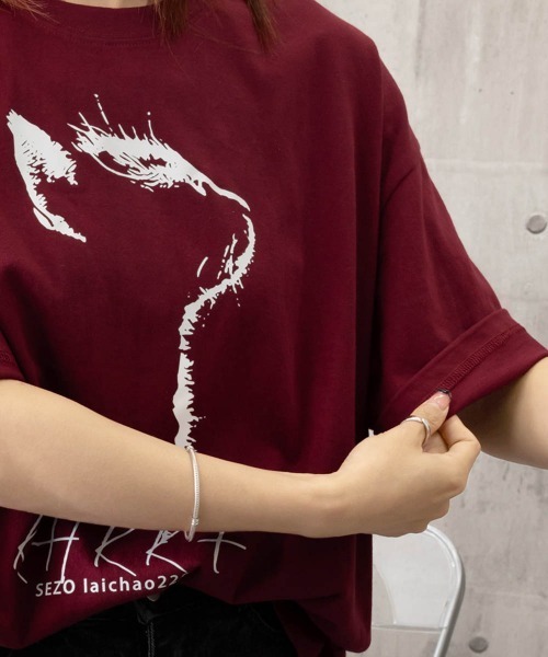 Miniministore(ミニミニストア)の「ビッグtシャツ レディース 半袖トップス(Tシャツ/カットソー・レディース・アイボリー/ブラック/ワインレッド・L/M)」の21枚目の写真
