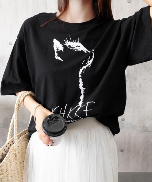 Miniministore(ミニミニストア)の「ビッグtシャツ レディース 半袖トップス(Tシャツ/カットソー・レディース・アイボリー/ブラック/ワインレッド・L/M)」の19枚目の写真