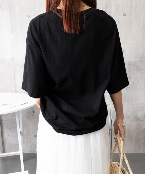 Miniministore(ミニミニストア)の「ビッグtシャツ レディース 半袖トップス(Tシャツ/カットソー・レディース・アイボリー/ブラック/ワインレッド・L/M)」の18枚目の写真