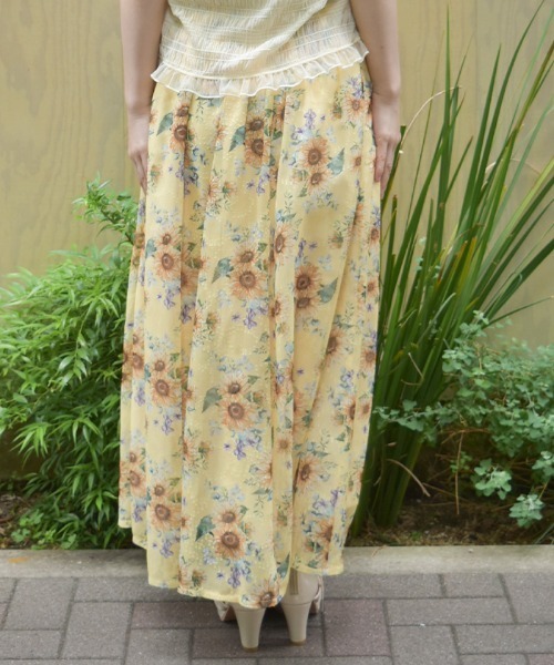 axes femme（アクシーズファム）の「ひまわり柄ロングスカート（スカート・レディース・イエロー/ホワイト・FREE）」の6枚目の写真