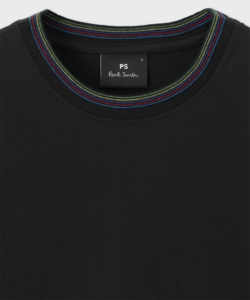 【Paul Smith】\"Sports Stripe\" リブ 半袖カットソー Sports Stripe Zebra' ワンポイント 半袖シャツ / 242322 619PN