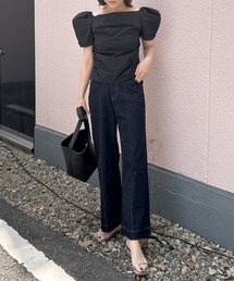 ワイドレッグデニムパンツ