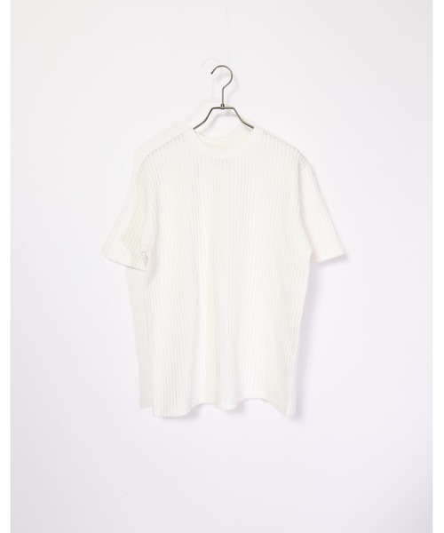 MMMM(エムエムエムエム)の「MMMM/イレギュラーワッフル ショートスリーブクルーネック(Tシャツ/カットソー・メンズ・ブラック/ブラック×グレー/ホワイト/ホワイト×ブラック・LARGE/X-LARGE/MEDIUM)」の2枚目の写真