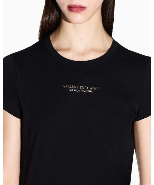 ARMANI EXCHANGE(アルマーニエクスチェンジ)の「【A|X アルマーニ エクスチェンジ】<ZOZO限定>AXロゴ 半袖クルーネックTシャツ/SLIM(Tシャツ/カットソー・レディース・ブラック×ゴールド・X-SMALL/X-LARGE/SMALL/MEDIUM/LARGE)」の3枚目の写真