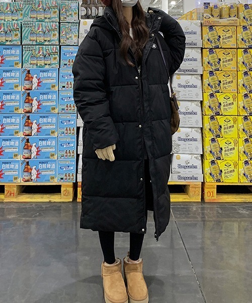 【年末セール♪】ロンハーマン　コーデュロイ　ウォッシュ加工　ダウンジャケット　L フード付き ボリューム ワンポイントロゴ ロングエコダウンジャケット