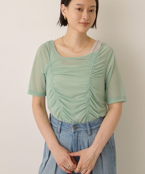 AMERICAN HOLIC(アメリカンホリック)の「【2点SET】アシメシアーT+ラメタンクトップ(アンサンブル・レディース・ミント/ブラック・M/L)」の11枚目の写真