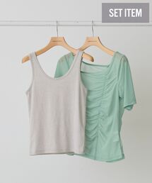 AMERICAN HOLIC | 【2点SET】アシメシアーT＋ラメタンクトップ(アンサンブル)