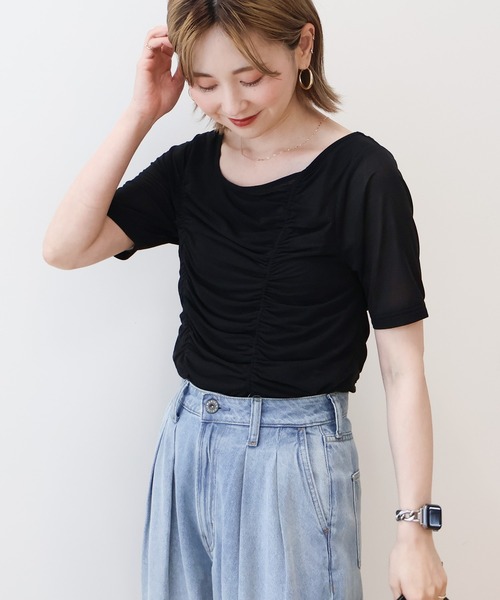 AMERICAN HOLIC(アメリカンホリック)の「【2点SET】アシメシアーT+ラメタンクトップ(アンサンブル・レディース・ミント/ブラック・M/L)」の2枚目の写真