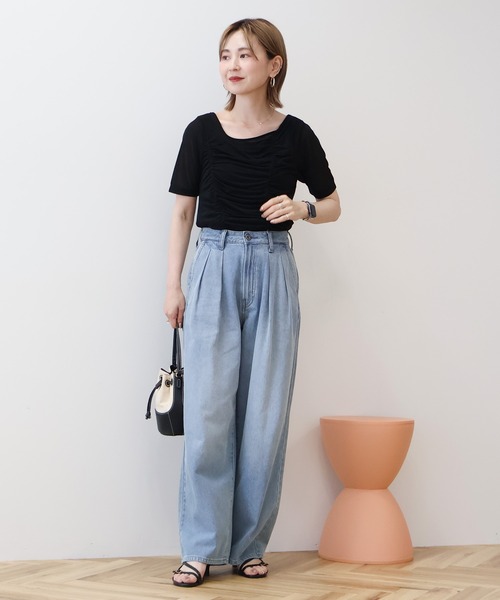 AMERICAN HOLIC(アメリカンホリック)の「【2点SET】アシメシアーT+ラメタンクトップ(アンサンブル・レディース・ミント/ブラック・M/L)」の4枚目の写真