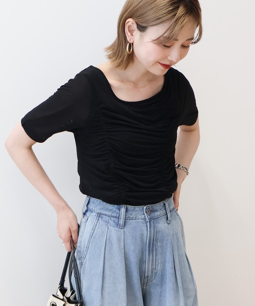 AMERICAN HOLIC(アメリカンホリック)の「【2点SET】アシメシアーT+ラメタンクトップ(アンサンブル・レディース・ミント/ブラック・M/L)」の6枚目の写真