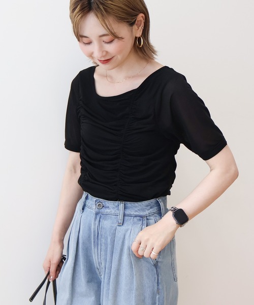 AMERICAN HOLIC(アメリカンホリック)の「【2点SET】アシメシアーT+ラメタンクトップ(アンサンブル・レディース・ミント/ブラック・M/L)」の7枚目の写真