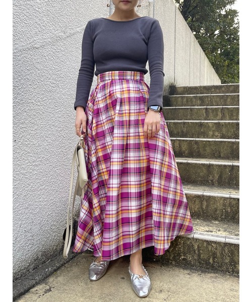 STRATA(エストラータ)の「シアーチェックタックスカート 【低身長・小柄女性】(スカート・レディース・ピンク・S/XS)」の8枚目の写真