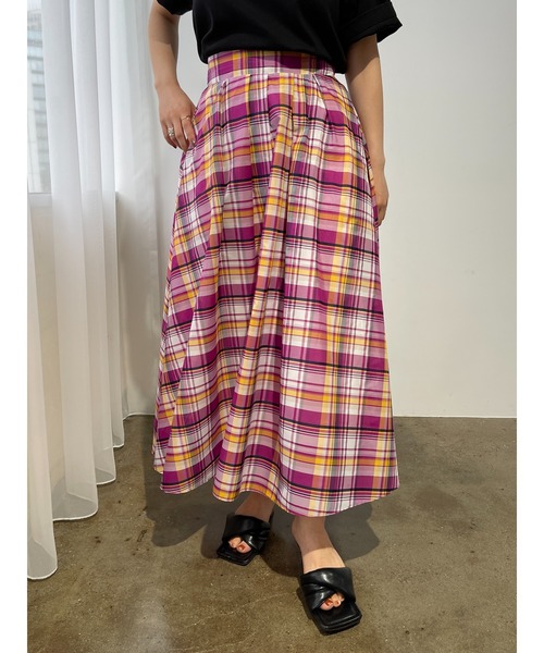 STRATA(エストラータ)の「シアーチェックタックスカート 【低身長・小柄女性】(スカート・レディース・ピンク・S/XS)」の3枚目の写真