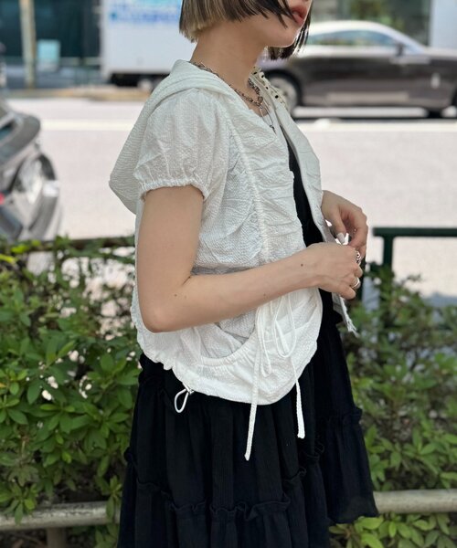 w closet（ダブルクローゼット）の「フーディーZIPブルゾン（ブルゾン・レディース・ブルー/ネイビー/オフホワイト・FREE）」の6枚目の写真