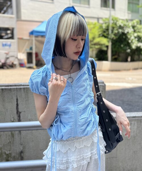 w closet（ダブルクローゼット）の「フーディーZIPブルゾン（ブルゾン・レディース・ブルー/ネイビー/オフホワイト・FREE）」の21枚目の写真