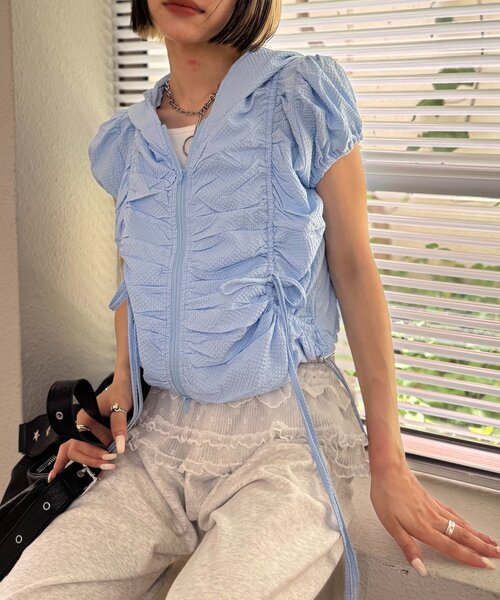 w closet（ダブルクローゼット）の「フーディーZIPブルゾン（ブルゾン・レディース・ブルー/ネイビー/オフホワイト・FREE）」の19枚目の写真