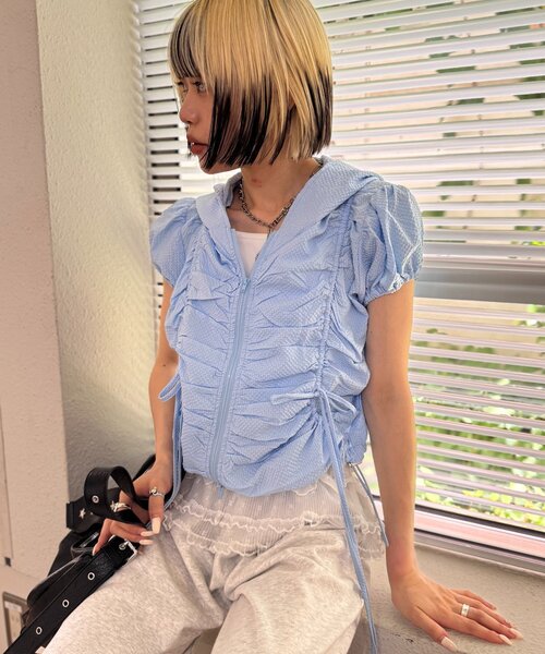 w closet（ダブルクローゼット）の「フーディーZIPブルゾン（ブルゾン・レディース・ブルー/ネイビー/オフホワイト・FREE）」の17枚目の写真