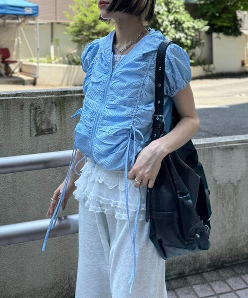 w closet（ダブルクローゼット）の「フーディーZIPブルゾン（ブルゾン・レディース・ブルー/ネイビー/オフホワイト・FREE）」の15枚目の写真