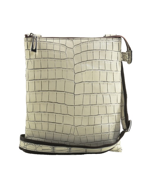 sankyo shokai（サンキョウショウカイ）の「クロコダイル 本革ショルダーバッグ（ショルダーバッグ・レディース・ホワイト×ブラック/ブラック×ホワイト/ブラック×ブルー/ブラック×シルバー/ブラック系/ブルー系/ブラック/オフホワイト・FREE）」の2枚目の写真