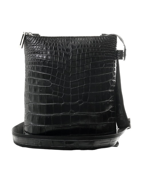 sankyo shokai（サンキョウショウカイ）の「クロコダイル 本革ショルダーバッグ（ショルダーバッグ・レディース・ホワイト×ブラック/ブラック×ホワイト/ブラック×ブルー/ブラック×シルバー/ブラック系/ブルー系/ブラック/オフホワイト・FREE）」の4枚目の写真