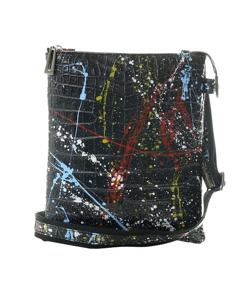 sankyo shokai（サンキョウショウカイ）の「クロコダイル 本革ショルダーバッグ（ショルダーバッグ・レディース・ホワイト×ブラック/ブラック×ホワイト/ブラック×ブルー/ブラック×シルバー/ブラック系/ブルー系/ブラック/オフホワイト・FREE）」の17枚目の写真