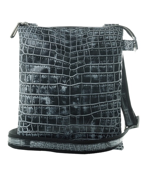 sankyo shokai（サンキョウショウカイ）の「クロコダイル 本革ショルダーバッグ（ショルダーバッグ・レディース・ホワイト×ブラック/ブラック×ホワイト/ブラック×ブルー/ブラック×シルバー/ブラック系/ブルー系/ブラック/オフホワイト・FREE）」の20枚目の写真