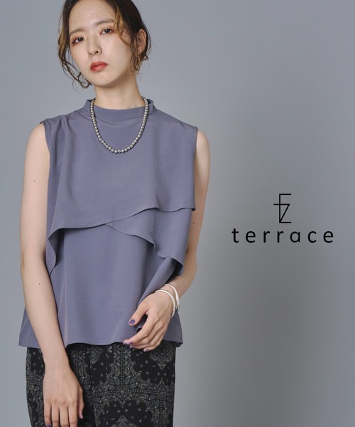 terrace(テラス)の「アシンメトリーティアードフレアノースリーブブラウス(シャツ/ブラウス・レディース・チャコールグレー/オフホワイト/ライム/ブラック・MEDIUM)」の4枚目の写真