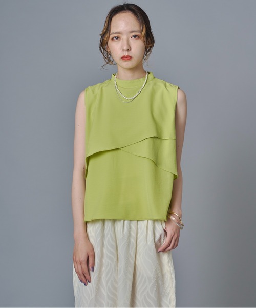 terrace(テラス)の「アシンメトリーティアードフレアノースリーブブラウス(シャツ/ブラウス・レディース・チャコールグレー/オフホワイト/ライム/ブラック・MEDIUM)」の17枚目の写真