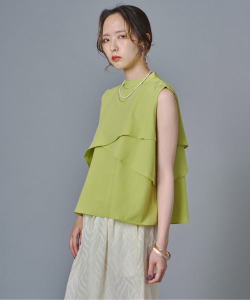 terrace(テラス)の「アシンメトリーティアードフレアノースリーブブラウス(シャツ/ブラウス・レディース・チャコールグレー/オフホワイト/ライム/ブラック・MEDIUM)」の18枚目の写真