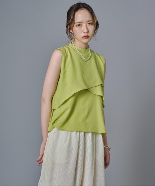 terrace(テラス)の「アシンメトリーティアードフレアノースリーブブラウス(シャツ/ブラウス・レディース・チャコールグレー/オフホワイト/ライム/ブラック・MEDIUM)」の22枚目の写真