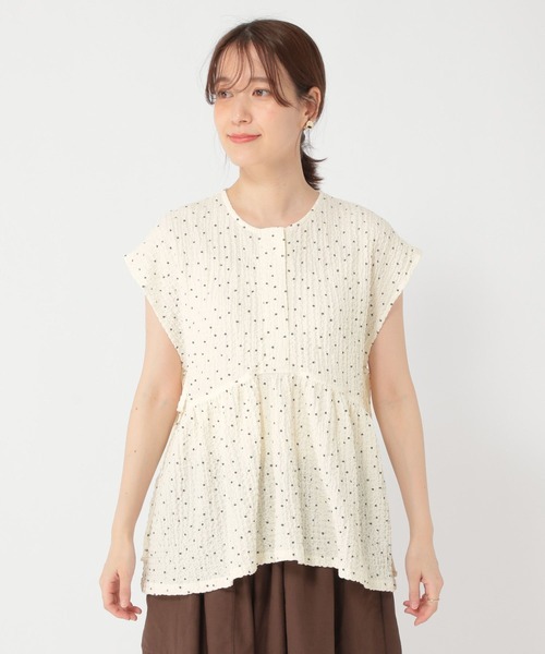 [Tilde seoul] クレバードットシャーリングカラーTシャツ 5˚Cクーリング感] クーリングドット配色半袖Tシャツ