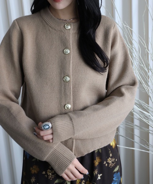 YENNA（イェンナ）の「ダブルフェイス金釦カーディガン / コーディガン（カーディガン/ボレロ・レディース・テラコッタ/アイボリー/グレー/ブラック/ブルー/ブラウン/グリーン/ベージュ・FREE）」の6枚目の写真