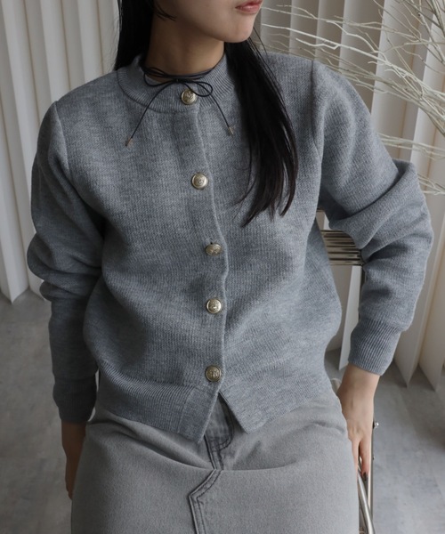 YENNA（イェンナ）の「ダブルフェイス金釦カーディガン / コーディガン（カーディガン/ボレロ・レディース・テラコッタ/アイボリー/グレー/ブラック/ブルー/ブラウン/グリーン/ベージュ・FREE）」の3枚目の写真