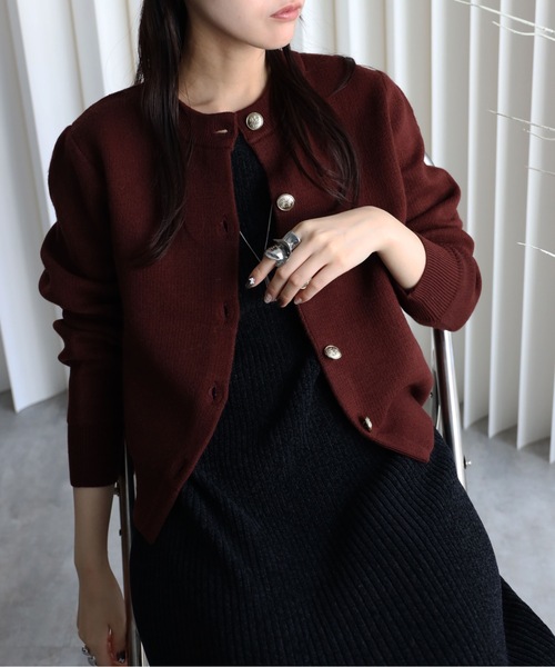 セール】ダブルフェース金釦カーディガン / コーディガン