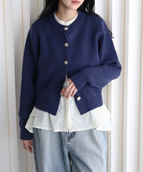 セール】ダブルフェイス金釦カーディガン / コーディガン