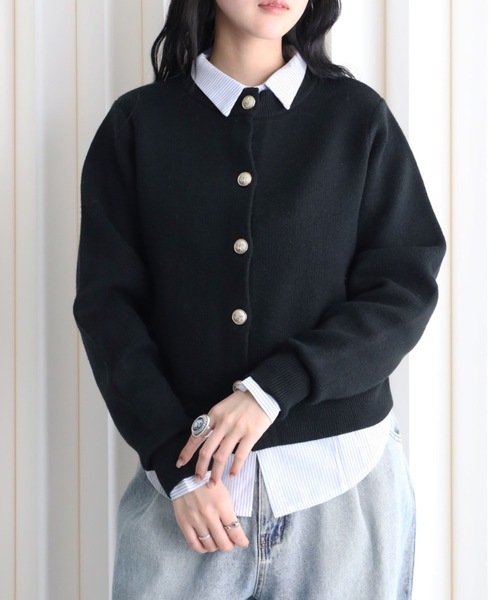 セール】ダブルフェイス金釦カーディガン / コーディガン