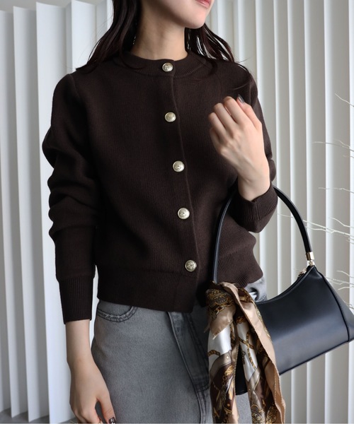 セール】ダブルフェース金釦カーディガン / コーディガン