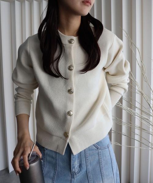 YENNA（イェンナ）の「ダブルフェイス金釦カーディガン / コーディガン（カーディガン/ボレロ・レディース・テラコッタ/アイボリー/グレー/ブラック/ブルー/ブラウン/グリーン/ベージュ・FREE）」の13枚目の写真
