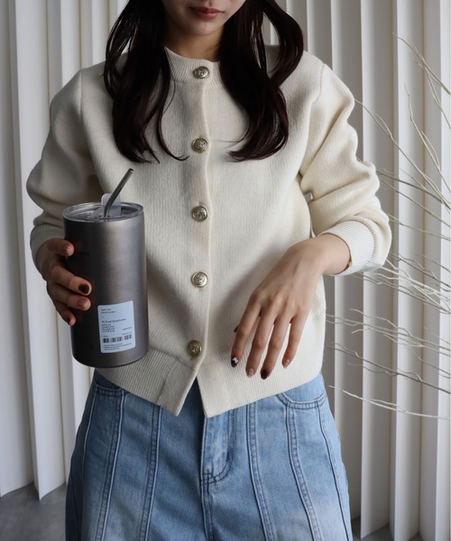 YENNA（イェンナ）の「ダブルフェイス金釦カーディガン / コーディガン（カーディガン/ボレロ・レディース・テラコッタ/アイボリー/グレー/ブラック/ブルー/ブラウン/グリーン/ベージュ・FREE）」の10枚目の写真