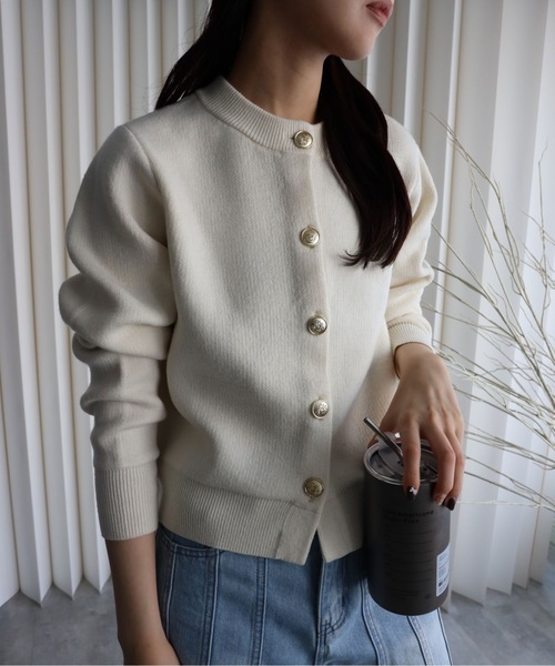 YENNA（イェンナ）の「ダブルフェイス金釦カーディガン / コーディガン（カーディガン/ボレロ・レディース・テラコッタ/アイボリー/グレー/ブラック/ブルー/ブラウン/グリーン/ベージュ・FREE）」の14枚目の写真