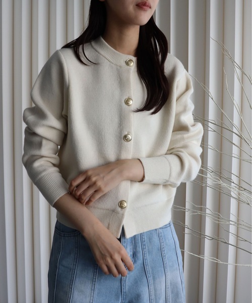 YENNA（イェンナ）の「ダブルフェイス金釦カーディガン / コーディガン（カーディガン/ボレロ・レディース・テラコッタ/アイボリー/グレー/ブラック/ブルー/ブラウン/グリーン/ベージュ・FREE）」の15枚目の写真